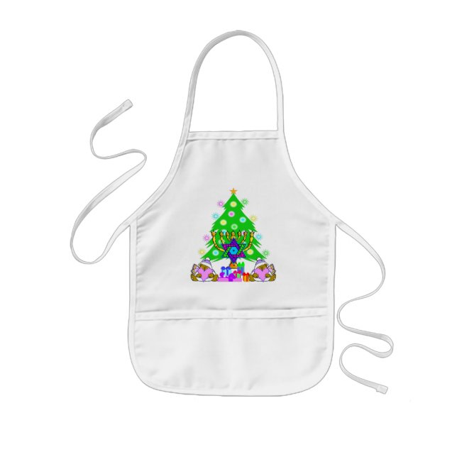 Hanukkah and Christmas Apron - Customized (Front)