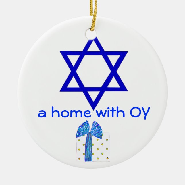 Hanukkah and Christmas Holidays Ceramic Ornament (Front)