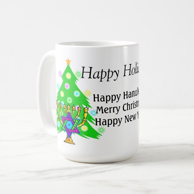 Hanukkah and Christmas Together  Coffee Mug (Front Left)