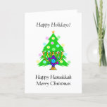 Hanukkah and Christmas Together Holiday Card<br><div class="desc">Christmas gifts and Chanukah menorah ornaments for interfaith families who are Jewish and Christian celebrating both holidays this season.</div>