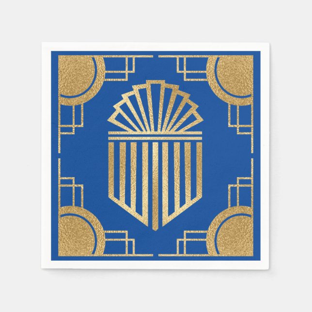Hanukkah Art Deco Elegant Dreidel Napkins (Front)