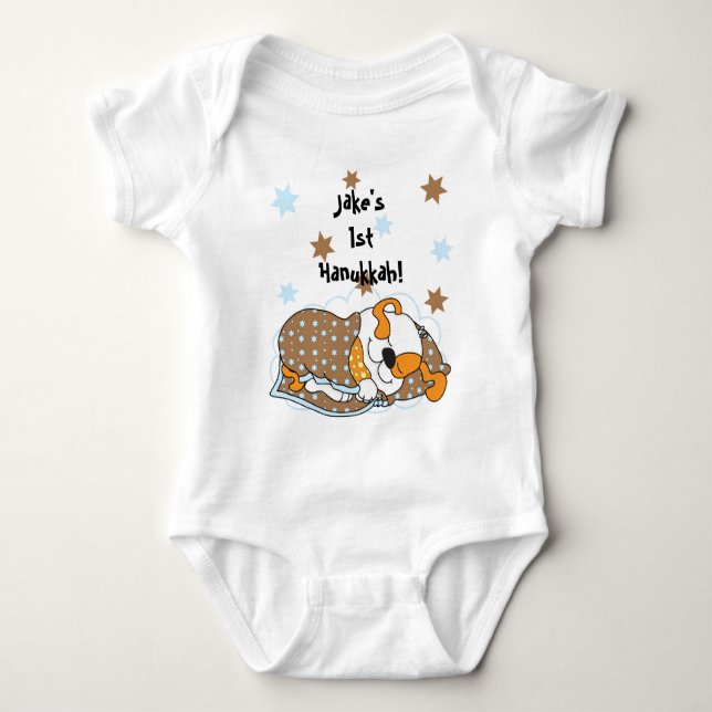 Hanukkah Baby Body Suit/dog/Brown Orange Baby Bodysuit (Front)