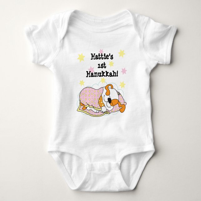 Hanukkah Baby Body Suit/dog/Pink Baby Bodysuit (Front)