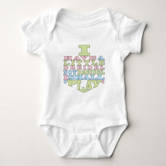 Hanukkah Baby Body Suit "DREIDEL PLAY" Baby Bodysuit (Front)
