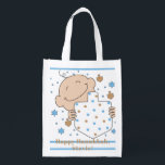 Hanukkah Baby Boy Tote Bag<br><div class="desc">Happy Baby Boy, white 2-sided bag. All design elements can be edited. All editable text can be deleted and replaced with your own message. Use your favorite font color, size, and style. Happy Hanukkah/Chanukah! Style: Reusable Bag Go green and save the planet with our reusable grocery bag! Made with a...</div>