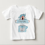 Hanukkah Baby Fine Jersey T-Shirt "Dreidel in Box"<br><div class="desc">Hanukkah Baby Fine Jersey T-Shirt, Blue/Silver "Dreidel in the Box." Personalize by deleting, "8 Crazy Nights... with Robby" and choosing your favorite font style, color, size and wording. (This design can be printed on a variety of different clothing sizes, colors and styles. Prices may vary, according to your selection.) This...</div>