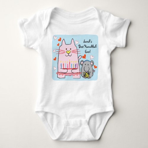 Hanukkah Baby Jersey Body SuitCat and Mouse Baby Bodysuit