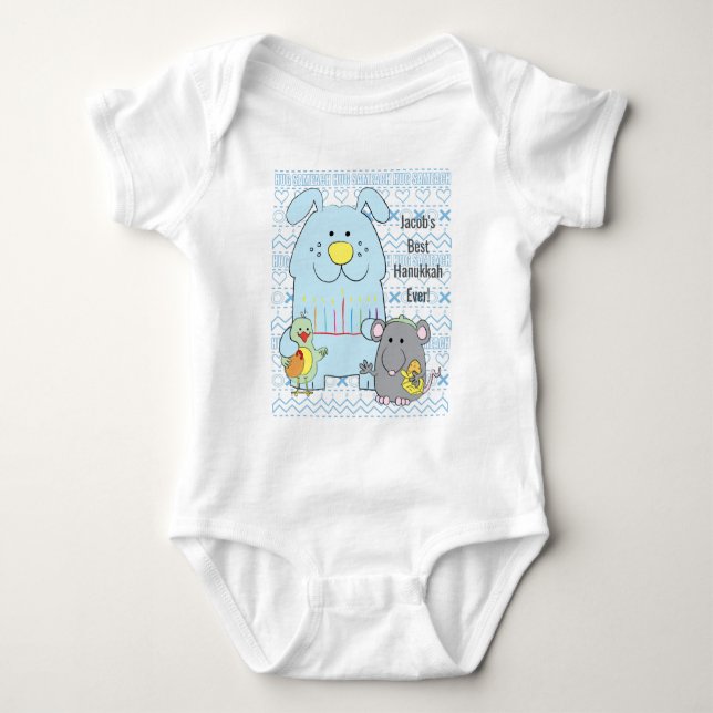 Hanukkah Baby Jersey Body Suit/Cat+Mouse+Bird Bodysuit (Front)