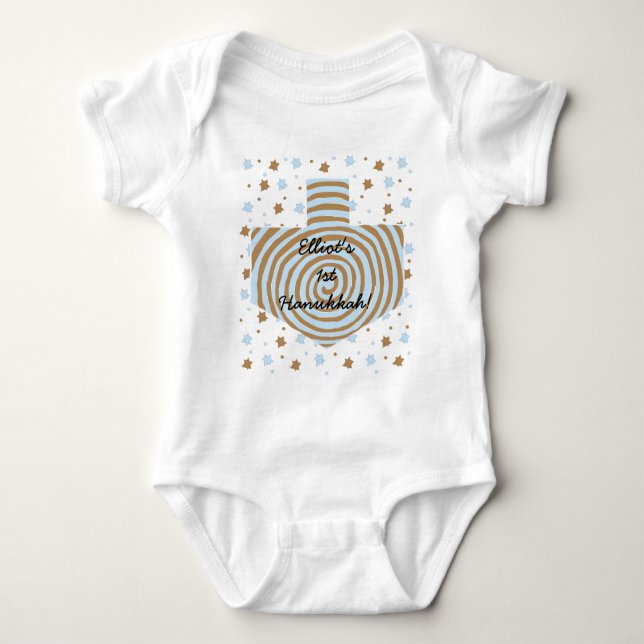 Hanukkah Baby Jersey Bodysuit Personalized. (Front)