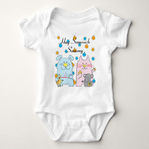 Hanukkah Baby Jersey Personalize "Hug Sameach" Baby Bodysuit