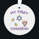 Hanukkah Baby Ornament<br><div class="desc">Celebrate baby's first Chanukah with personalized Hanukkah menorah,  dreidels and Jewish Star with adorable "My First Chanukah".</div>