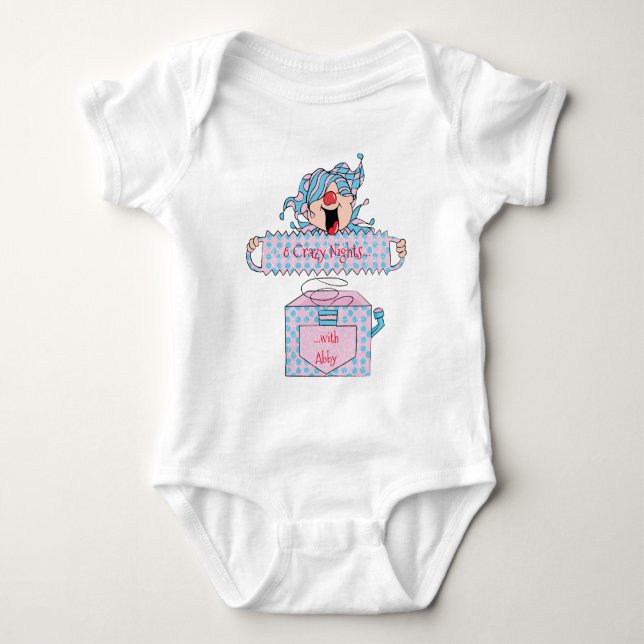 Hanukkah Baby TUTU Pink/Blue "Dreidel in Box" Baby Bodysuit (Front)