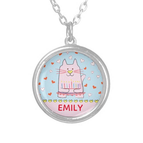 Hanukkah Ballerina Cat Necklace Personalize