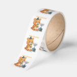 Hanukkah Bear & Brightness Square Sticker<br><div class="desc">Add a dash of delight to your holiday gifts with these charming stickers featuring a cartoon bear in a festive hat, holding a dreidel beside a glowing menorah and wrapped present. With “Happy Hanukkah” in bold yellow and space for your personalized message, this roll is perfect for sealing treat bags,...</div>
