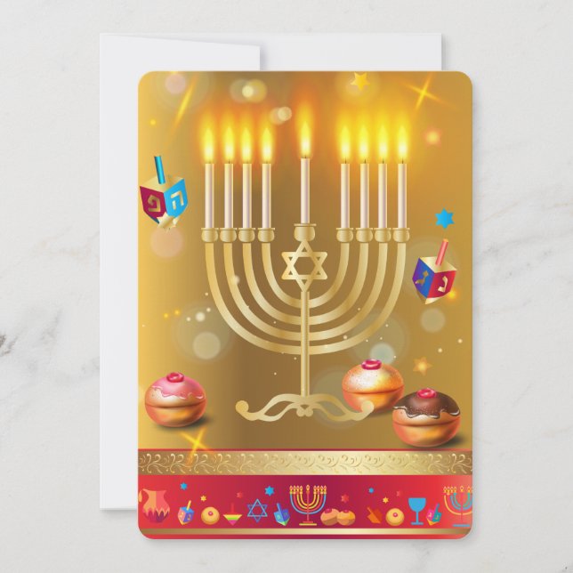 Hanukkah Beautiful Jewish Holiday Greeting Card (Front)