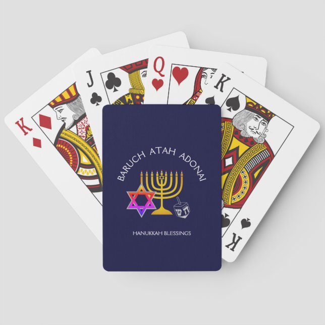 Hanukkah Blessings | BARUCH ATAH ADONAI | Chanukah Poker Cards (Back)