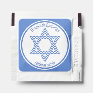 Hanukkah Blessings - Blue Chevron Star of David Hand Sanitizer Packet
