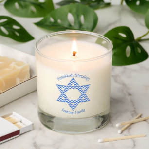 Hanukkah Blessings - Blue Chevron Star of David Scented Candle
