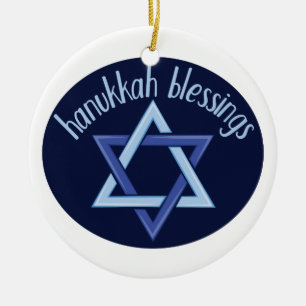 Hanukkah Blessings Ceramic Ornament