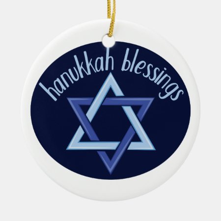 Hanukkah Blessings Ceramic Ornament