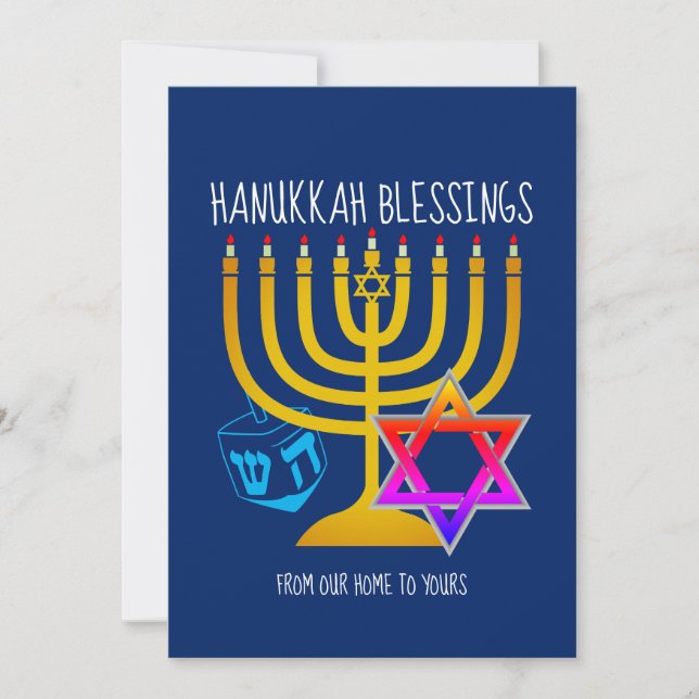 HANUKKAH BLESSINGS | From Our Home To Yours Holiday Card (Front)