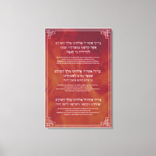 Hanukkah Blessings Hebrew English Candle Lighting Canvas Print