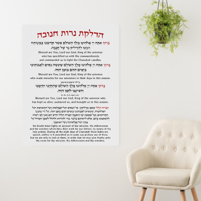 Hanukkah Blessings Hebrew English Lighting Candles Foam Board (In Situ (Wall))
