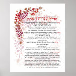 Hanukkah Blessings Hebrew English Lighting Candles Poster