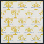 HANUKKAH BLESSINGS | Menorah Customizable Text Fabric<br><div class="desc">Stylish HANUKKAH BLESSINGS Fabric showing faux gold MENORAH in a tiled pattern. Text is CUSTOMIZABLE,  so you can change it as required. Ideal for Hanukkah celebrations.</div>