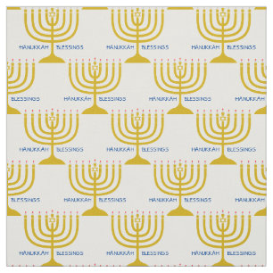 HANUKKAH BLESSINGS Menorah Customizable Text Fabric