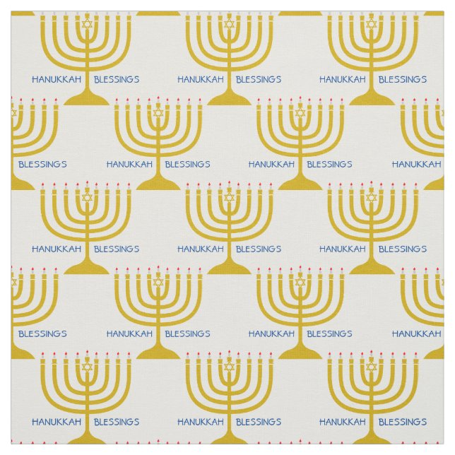 HANUKKAH BLESSINGS | Menorah Customizable Text Fabric (Swatch)