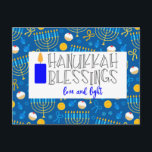 Hanukkah Blessings Postcard<br><div class="desc">A Cute Hanukkah Blessing Postcard To Send Out.</div>