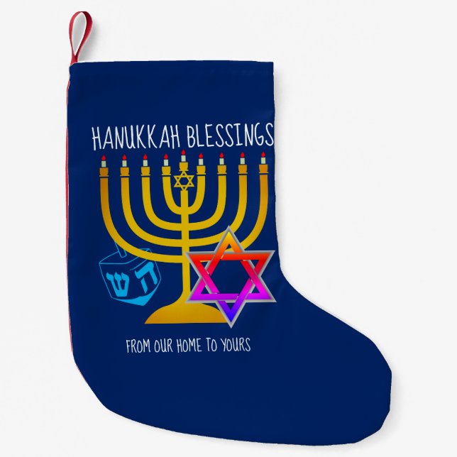 HANUKKAH BLESSINGS SMALL CHRISTMAS STOCKING (Front)