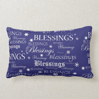 Hanukkah Blessings Snowflakes on Blue Pillow