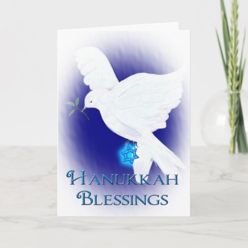 Hanukkah Blessings_White Dove with Star of David Holiday Card