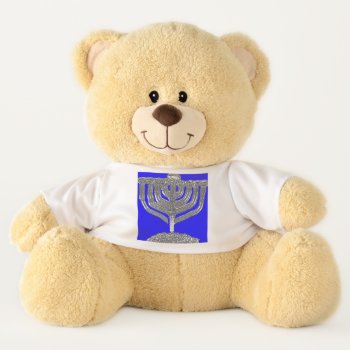 Hanukkah Blue And Silver Menorah Teddy Bear by SPKCreative at Zazzle
