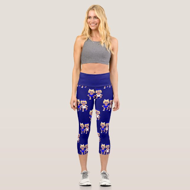 hanukkah blue bunny ear twins capri leggings (Front)