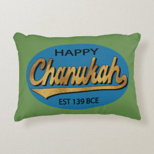Hanukkah Blue/Green Pillow "Chanukah Retro BCE"