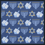 Hanukkah Blue Menorah Dreidel Pattern Chanukah Fabric<br><div class="desc">Beautiful Hanukkah fabric in pretty blue with a cool pattern of Judaism star,  dreidel for fun Chanukah games,  and the Jewish menorah for the holiday.</div>