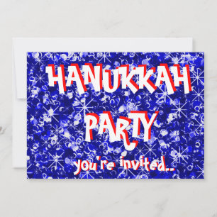 Hanukkah blue party invitation