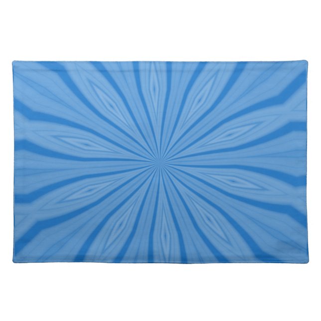 Hanukkah Blue Radial Streaks Fractal Cloth Placemat (Front)