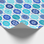 Hanukkah Blue Snowflakes Wrapping Paper<br><div class="desc">This Hanukkah wrapping paper has a pretty blue Snowflakes holiday Hanukkah pattern. This pattern has three sayings “Happy Hanukkah”, "Shine Bright" and “Joy & Peace” in beautiful scrolling serif font. There are 11 different snowflakes with 6 colors of blue. You can make the pattern on the wrapping paper smaller or...</div>