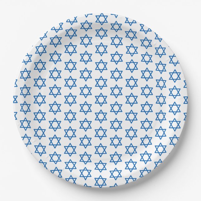 Hanukkah Blue Star Pattern Holiday Faith  Paper Plates (Front)