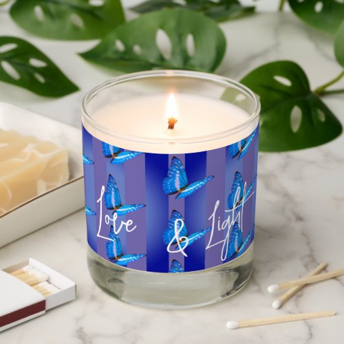 Hanukkah Blue White Butterfly Love and Light  Scented Candle