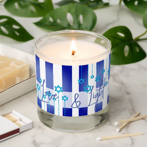 Hanukkah Blue White Star of David Love and Light  Scented Candle