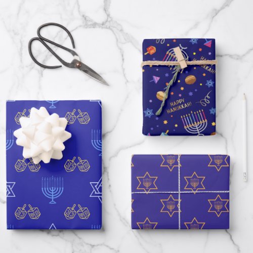 Hanukkah Blue  Wrapping Paper Sheets