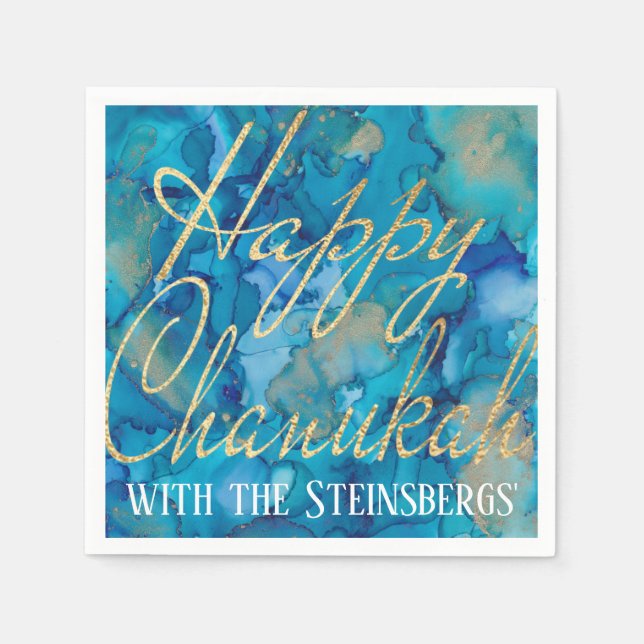 Hanukkah Blues and Golds Napkins (Front)