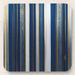 Hanukkah Blues Stripes Blue White Gold Beverage Coaster<br><div class="desc">You are viewing The Lee Hiller Photography Art and Designs Collection of Home and Office Decor,  Apparel,  Gifts and Collectibles. The Designs include Lee Hiller Photography and Mixed Media Digital Art Collection http://LeeHiller.com</div>