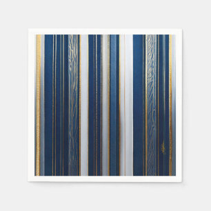 Hanukkah Blues Stripes Blue White Gold Napkins