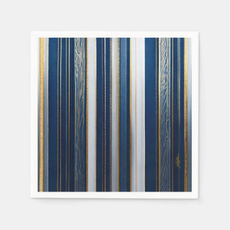 Hanukkah Blues Stripes Blue White Gold Napkins